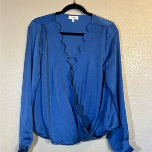 Umgee Royal Blue Scalloped Blouse